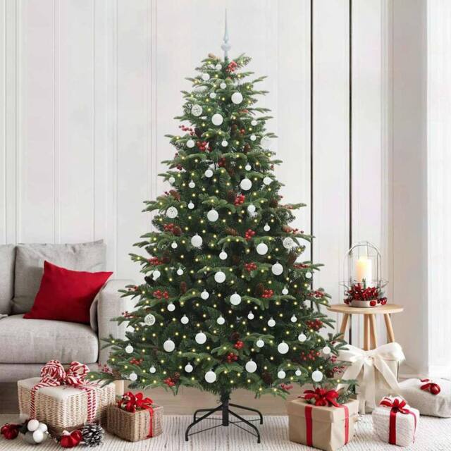 Berkfield Home Artificial Christmas Tree with 300 LEDs with Stand Green 210 cm - image 1