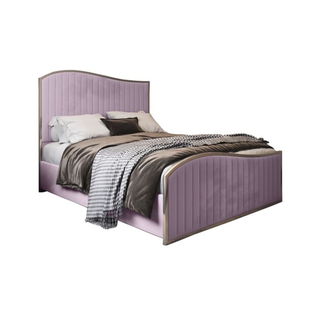 KDMD Darlington Upholstered Soft Velvet Metal Designer Bed Frame in Pink - Size: Double - image 1