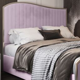 KDMD Darlington Upholstered Soft Velvet Metal Designer Bed Frame in Pink - Size: Double - thumbnail 3