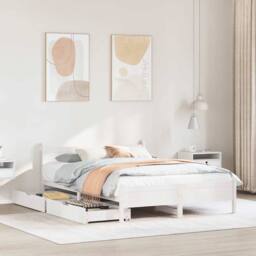 Berkfield Home Decorative Bed Frame without Mattress White 135x190 cm Double Sol - thumbnail 2