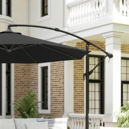 Kelvenix 3(m) Banana Parasol Cantilever Umbrella Garden in Black - Size: 0.6m2 - thumbnail 5