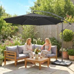 Kelvenix 3(m) Banana Parasol Cantilever Umbrella Garden in Black - Size: 0.6m2 - thumbnail 6
