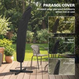 Kelvenix 3(m) Banana Parasol Cantilever Umbrella Garden in Black - Size: 0.6m2 - thumbnail 4