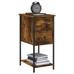Berkfield Home Bedside Cabinets 2 pcs Smoked Oak 32x42x70 cm Engineered Wood in Brown - Size: 32 x 42 x 70 cm - thumbnail 4