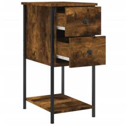 Berkfield Home Bedside Cabinets 2 pcs Smoked Oak 32x42x70 cm Engineered Wood in Brown - Size: 32 x 42 x 70 cm - thumbnail 6