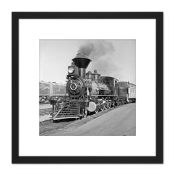Artery8 Everett DeGolyer Topeka Santa Fe Locomotive Train Photo 8X8 Inch Square Wooden Framed Wall Art Print Picture with Mount in Black - thumbnail 1