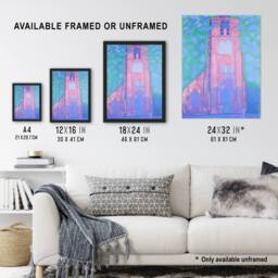 "Artery8 Church Tower Domburg Mondrian Vintage Framed Wall Art Print - Size: W12"" x H16""" - thumbnail 3