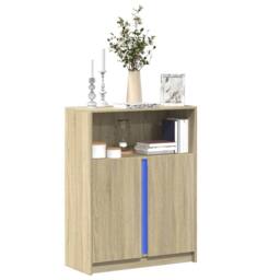 Berkfield Home Sideboard with LED Sonoma Oak 77x34x100 cm Engineered Wood in Light Tan - Size: 77 x 34 x 100 cm - thumbnail 2