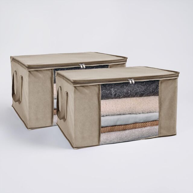 OHS Large Underbed Storage Bags 2 Pack Clothes Shoes 90.3L Organiser in Natural - image 1