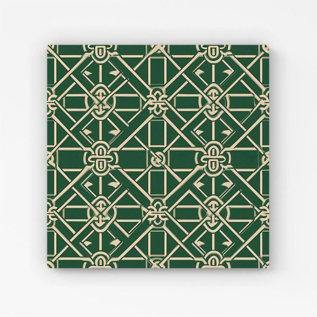 "Warren Reed - Designer Green Lattice Design Canvas - Size: W30"" x H30""" - image 1