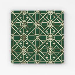 "Warren Reed - Designer Green Lattice Design Canvas - Size: W30"" x H30""" - thumbnail 1