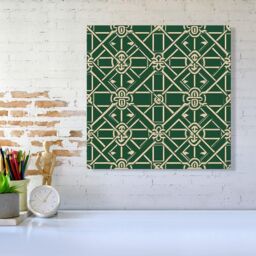 "Warren Reed - Designer Green Lattice Design Canvas - Size: W30"" x H30""" - thumbnail 2