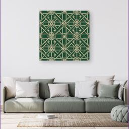 "Warren Reed - Designer Green Lattice Design Canvas - Size: W30"" x H30""" - thumbnail 4