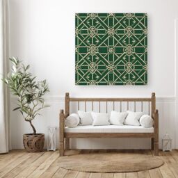 "Warren Reed - Designer Green Lattice Design Canvas - Size: W30"" x H30""" - thumbnail 3