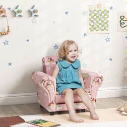 AIYAPLAY 2 Piece Kids Sofa Set with Dinosaur Design, for Nursery in Pink