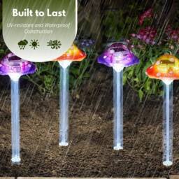 Marco Paul 4pc Solar Mushroom Garden Stake Light Set - thumbnail 4