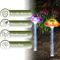 Marco Paul 4pc Solar Mushroom Garden Stake Light Set - thumbnail 6