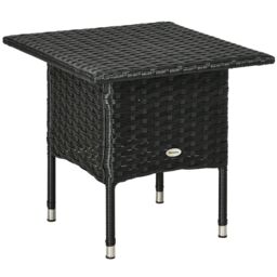 OUTSUNNY PE Rattan Outdoor Coffee Table, Easy Match Rattan Side Table in Black - thumbnail 2