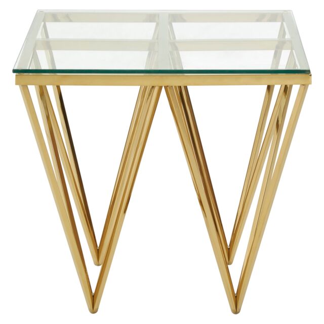 Orsina Sleek Gold Finish Spike Legs End Table, Durable Wide Side Table, Unique Design Livingroom Side Table - image 1