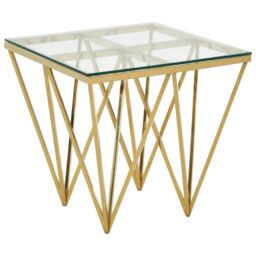 Orsina Sleek Gold Finish Spike Legs End Table, Durable Wide Side Table, Unique Design Livingroom Side Table - thumbnail 2