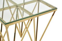 Orsina Sleek Gold Finish Spike Legs End Table, Durable Wide Side Table, Unique Design Livingroom Side Table - thumbnail 4