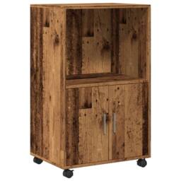 Berkfield Home Rolling¬†Cabinet Old Wood 55x40x91 cm Engineered Wood in Brown - Size: 55 x 40 x 91 cm - thumbnail 2
