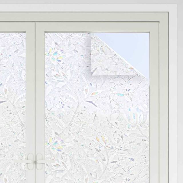 Berkfield Home Decorative Window Films 4 pcs Frosted Flowers Pattern PVC in White - image 1