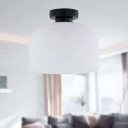First Choice Lighting Set of 2 Victoria - Black Flush Ceiling Lights with Frost Glass Shades - thumbnail 5