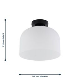 First Choice Lighting Set of 2 Victoria - Black Flush Ceiling Lights with Frost Glass Shades - thumbnail 6