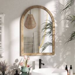 HOMCOM Modern Wall-Mounted Mirror with Grooved Edge, Brown - Size: 50 cm x 70 cm - thumbnail 2