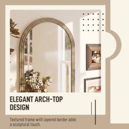 HOMCOM Modern Wall-Mounted Mirror with Grooved Edge, Brown - Size: 50 cm x 70 cm - thumbnail 4