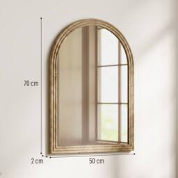 HOMCOM Modern Wall-Mounted Mirror with Grooved Edge, Brown - Size: 50 cm x 70 cm - thumbnail 3