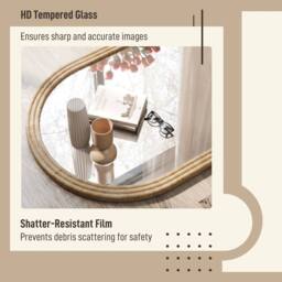 HOMCOM Modern Wall-Mounted Mirror with Grooved Edge, Brown - Size: 50 cm x 70 cm - thumbnail 6
