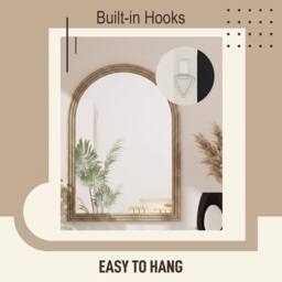 HOMCOM Modern Wall-Mounted Mirror with Grooved Edge, Brown - Size: 50 cm x 70 cm - thumbnail 5