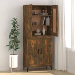 Berkfield Home Sideboard Smoked Oak 69.5x34x90 cm Engineered Wood in Brown - thumbnail 1