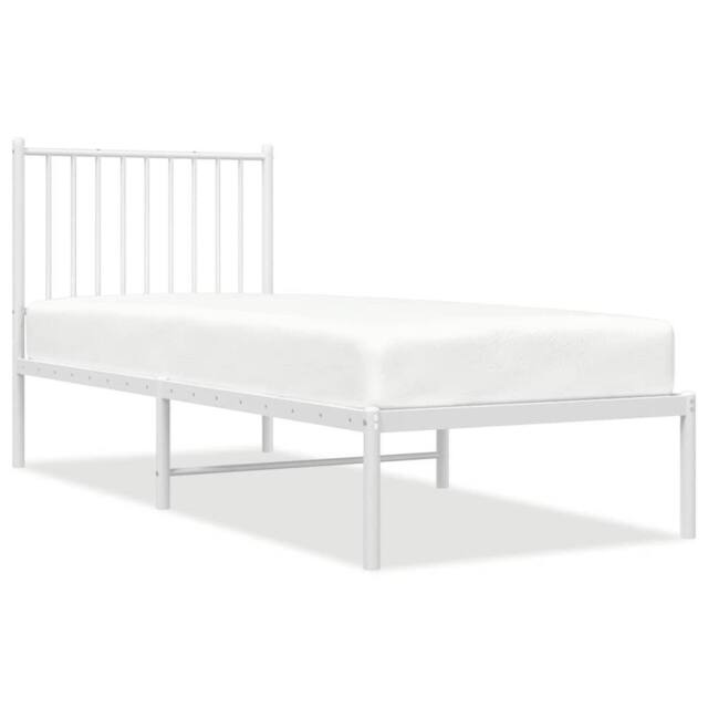 Berkfield Home Metal Bed Frame with Headboard White 75x190 cm Small Single - image 1