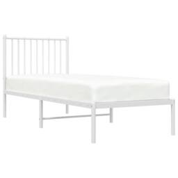 Berkfield Home Metal Bed Frame with Headboard White 75x190 cm Small Single - thumbnail 4