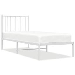 Berkfield Home Metal Bed Frame with Headboard White 75x190 cm Small Single - thumbnail 1