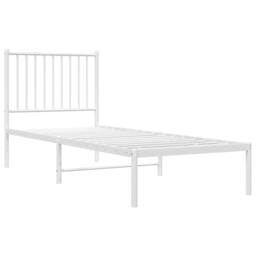 Berkfield Home Metal Bed Frame with Headboard White 75x190 cm Small Single - thumbnail 3