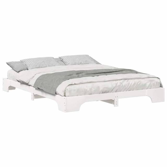 Berkfield Home Stylish Floor Bed Frame with Storage White 160 x 210 cm Wood - image 1