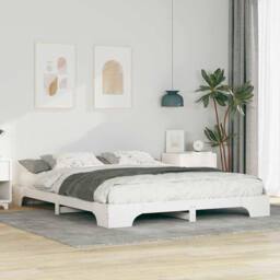 Berkfield Home Stylish Floor Bed Frame with Storage White 160 x 210 cm Wood - thumbnail 2