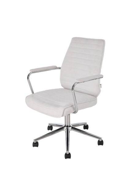 Living and Home Swivel & Height Adjustable Office Chair Vanity Chair with High Back in White - image 1