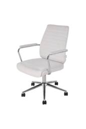 Living and Home Swivel & Height Adjustable Office Chair Vanity Chair with High Back in White - thumbnail 1