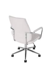 Living and Home Swivel & Height Adjustable Office Chair Vanity Chair with High Back in White - thumbnail 5