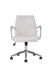 Living and Home Swivel & Height Adjustable Office Chair Vanity Chair with High Back in White - thumbnail 2