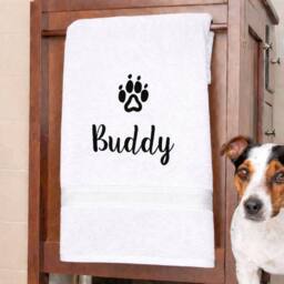 Duncan Stewart Personalised Dog Towel in White - thumbnail 1