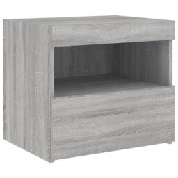 Berkfield Home Bedside Cabinet with LED Lights Grey Sonoma 50x40x45 cm - Size: 50 x 40 x 45 cm - thumbnail 6