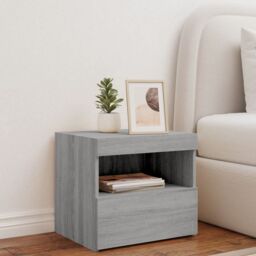 Berkfield Home Bedside Cabinet with LED Lights Grey Sonoma 50x40x45 cm - Size: 50 x 40 x 45 cm - thumbnail 3