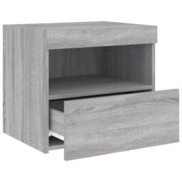 Berkfield Home Bedside Cabinet with LED Lights Grey Sonoma 50x40x45 cm - Size: 50 x 40 x 45 cm - thumbnail 7