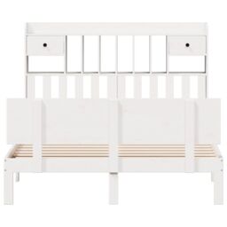 Berkfield Home Bookcase Bed without Mattress White 160x200cm Solid Wood Pine - Size: 160x200 cm - thumbnail 4